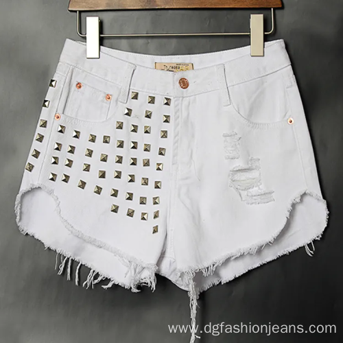 Hot Summer High Waist Baggy Rhinestone Denim Shorts